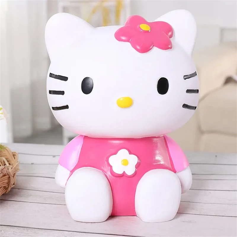 Sanrio กระปุกออมสินลาย Hello Kitty, กระปุกออมสินอะนิเมะสุดสร้างสรรค์กล่องเงินไวนิลป้องกันการตกน่ารักใช้ในครัวเรือนของขวัญสำหรับนักเรียน