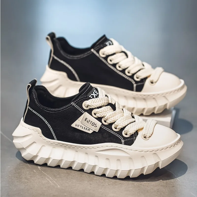흑백 투톤 틈새 클래식 시리즈 패셔너블하고 다재다능한 남성용 대형 레이스업 부드러운 밑창 캐주얼 스포츠 신발