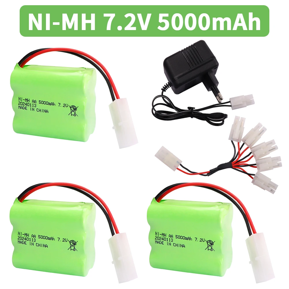 Akumulator 7.2V 5000mah ni-mh z ładowarką 7.2v do zabawki zdalnie sterowane łodzi samochodowych Robot Guns Tank Train NIMH AA 7.2v ładowalny akumulator