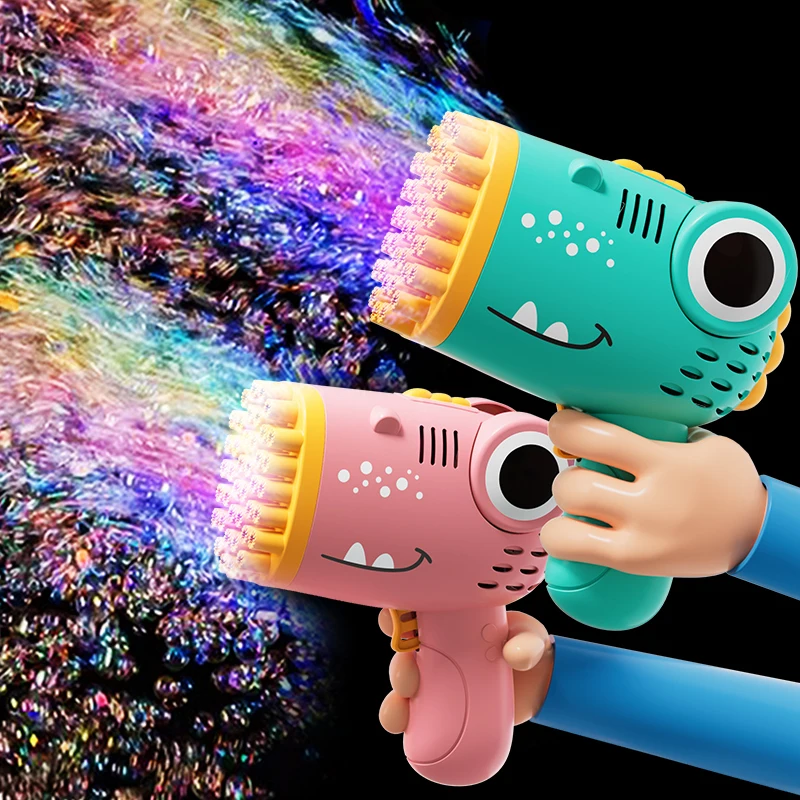 40 hole dinosaur children\'s bubble handheld bubble machine parent outdoor game bubble gun without battery and bubble water