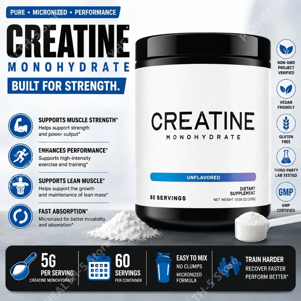 

Creatine Monohydrate Powder 5000mg 60 Servings Unflavored Daily Fitness Support Supplement Vegan Gluten Free 300g