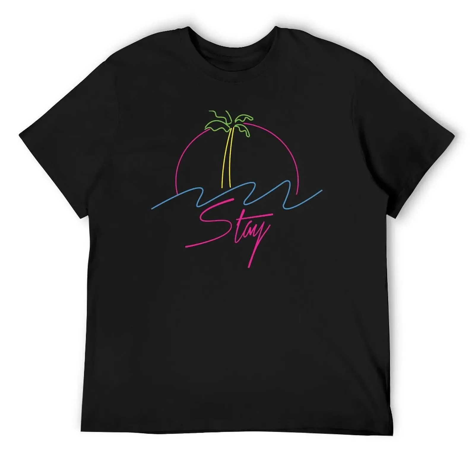 Neon Palm Tree Vaporwave Aesthetics T-Shirt Short sleeve tee blacks korean fashion animal prinfor boys t shirts for men cotton