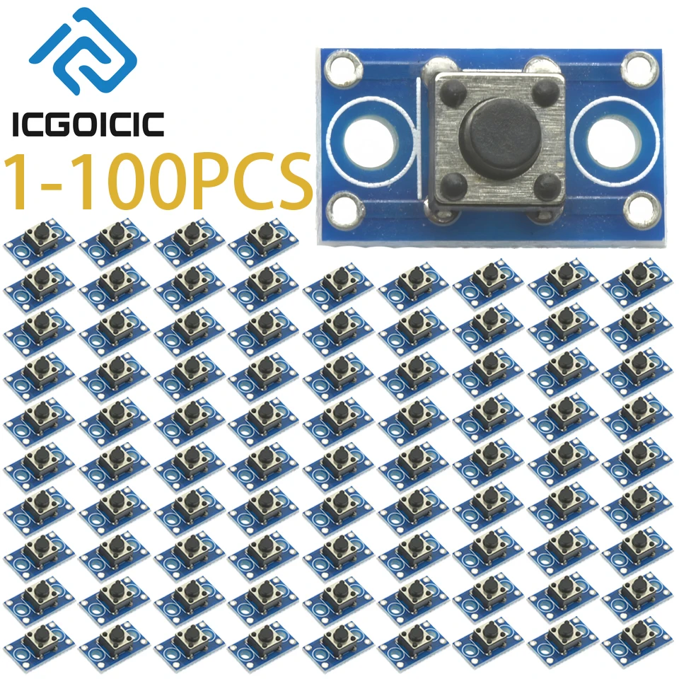 1-100PCS 6x6mm Tact Switch Module – Momentary Push Button with PCB Board for Arduino STM32 Projects — product photo 1 of 1