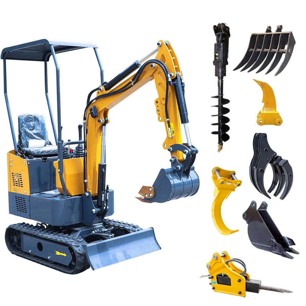 HW10 Cheap New Crawler 0.8ton 1ton 1.2ton 1.5ton Small Digger Mini Excavator 1000kg 1t Mini Excavator Machine Customizable Sale