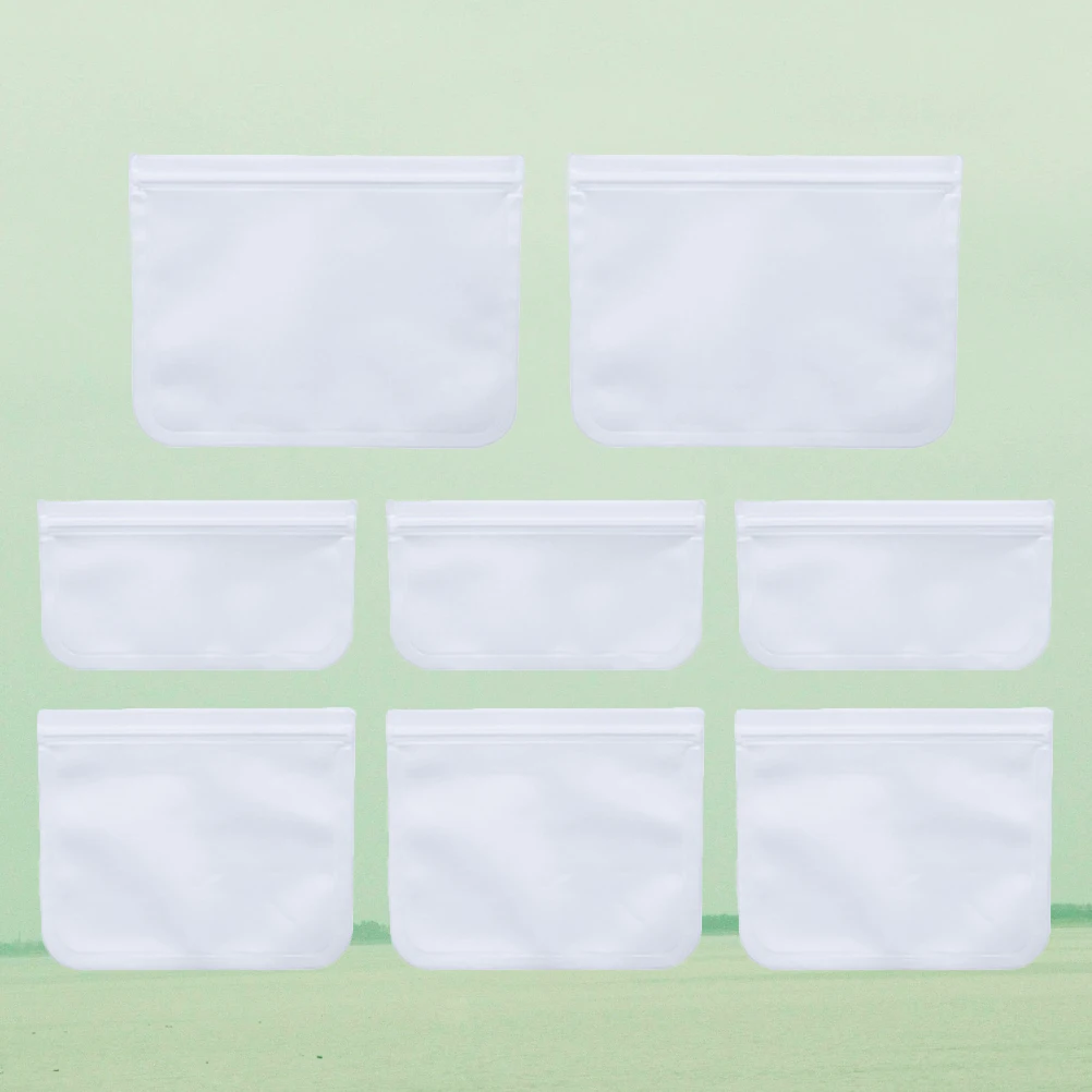 

8pcs Peva Refrigerator Sealing Freezer Food Storage Bags Leak Proof Foldable Fresh Keeping Bags For Fruit Vegetable Meat