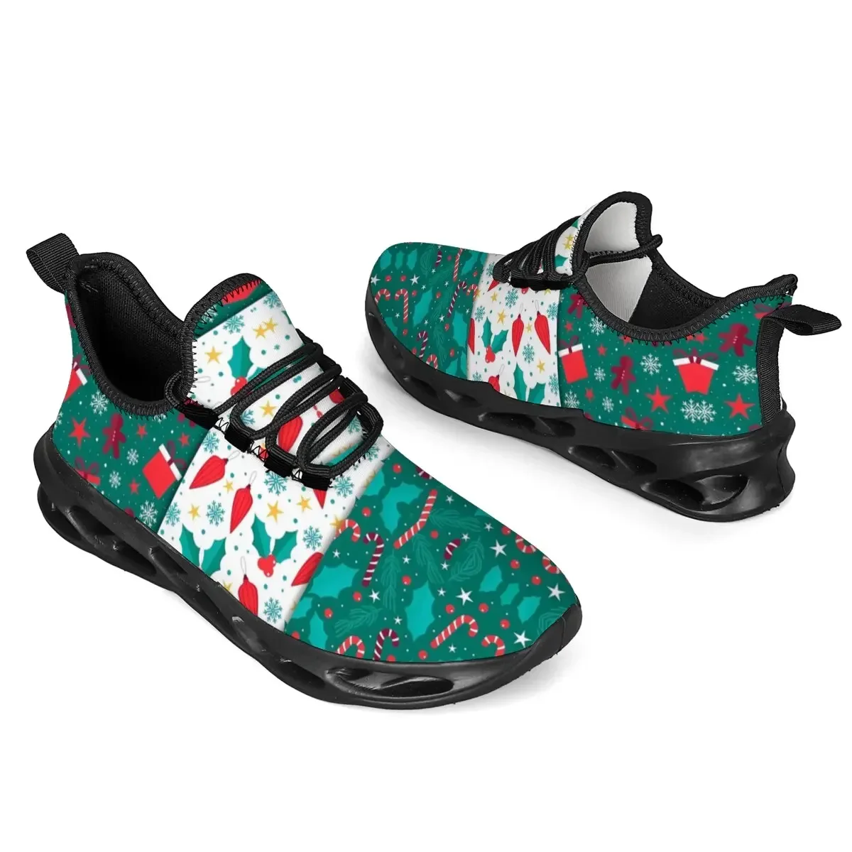 

Casual Sports Shoes for Couples Christmas Tree Gift Starry Sky Pattern Lace-up Two-color Sole Summer Lightweight Flat Shoes