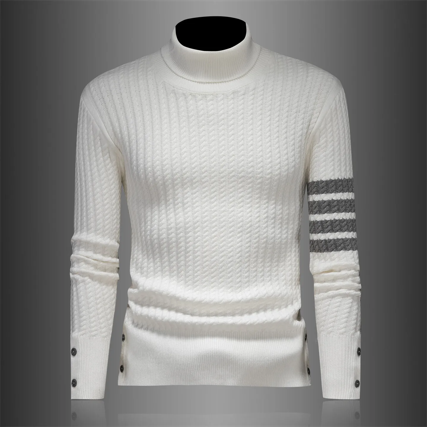 

Winter Thiened Long Sve High Collar Knitted Wool Sweater Men's Overhead Base Layer Sweater Faionable Ciwalk Youth Sle