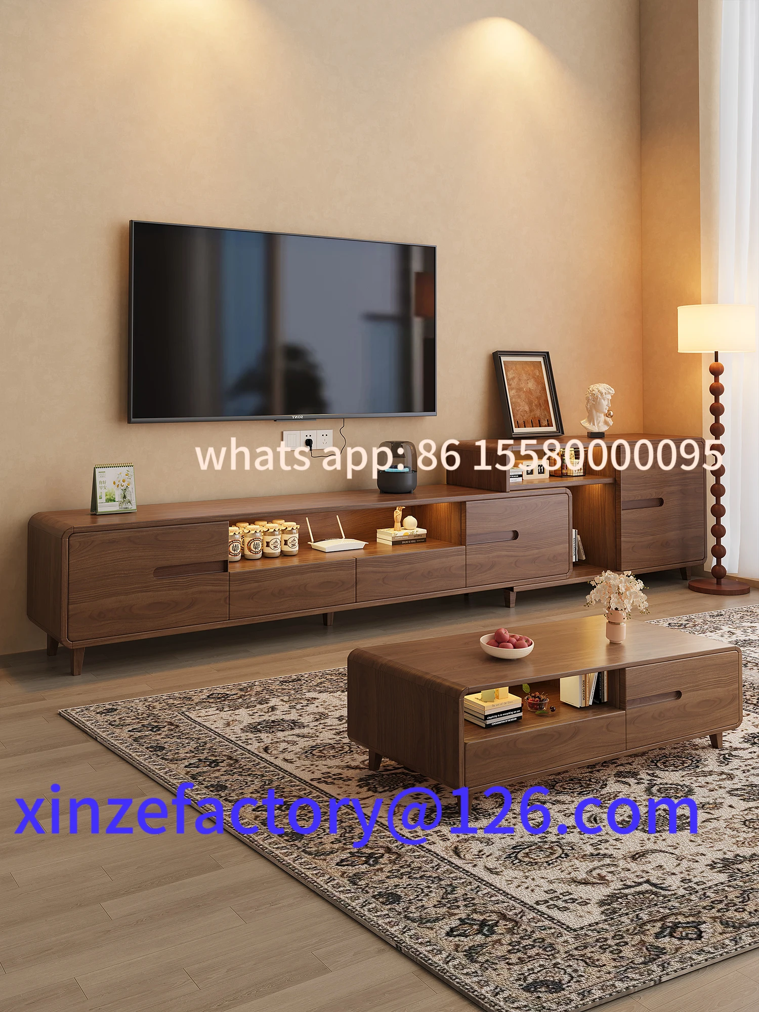

Customizable retractable coffee table TV cabinet combination