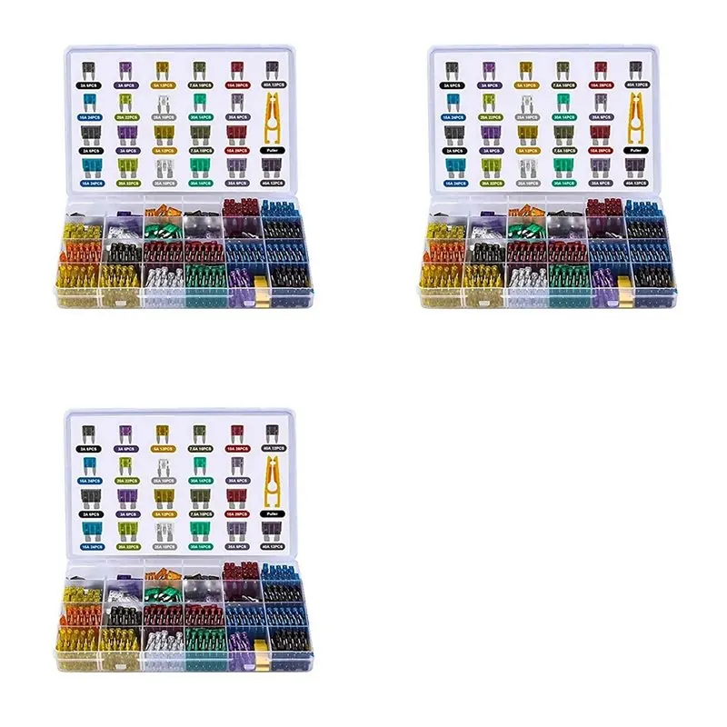 

Набор автомобильных предохранителей A25I-900 шт.: для легковых и грузовых автомобилей, мотоциклов, средних и малых предохранителей, с коробкой