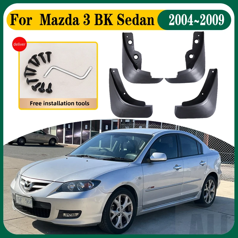 

4 PCS Car Mud Flaps For Mazda 3 BK 2004~2009 Sedan Saloon Anti Splash Car Mudguards Splash Guard Front Rear Fender Accessories