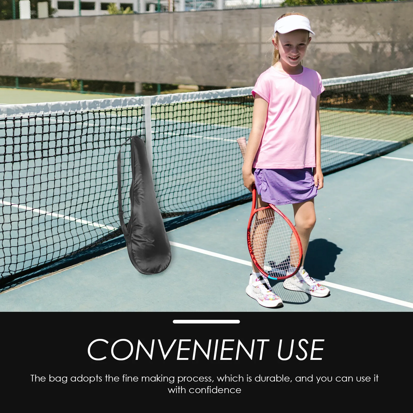 

Lightweight Tennis Racket Protective Bag Portable Storage Cover for Single Racket with Breathable Mesh Panel and Reinforced