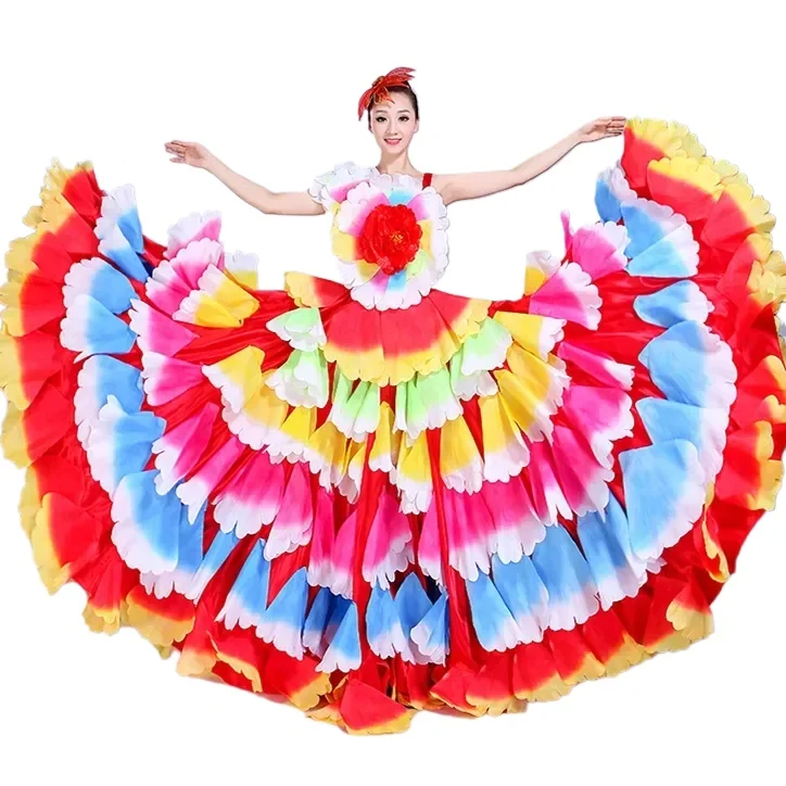 Woman New Dance Gypsy Skirt spanish flamenco dress 540 720 Belly Costumes Big Petal Spanish Chorus Stage Performance Wear S-3XL