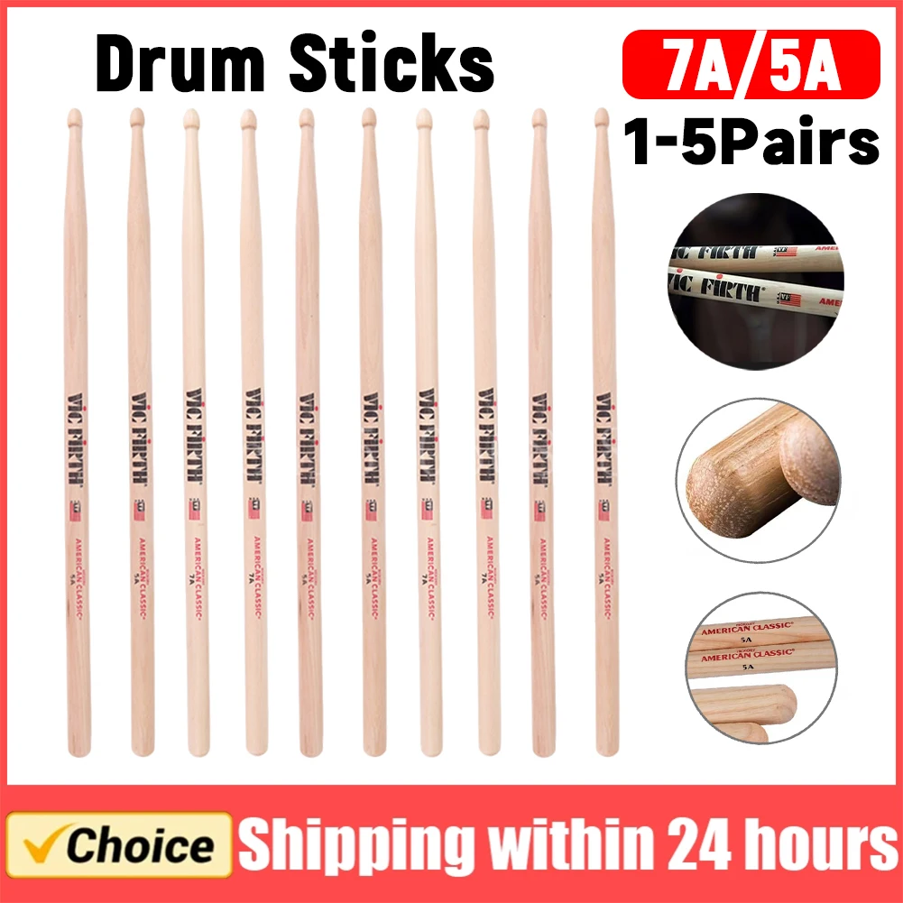 1/5 Paar 5A/7A Drumsticks Mallets Jazz Drum Sticks Percussion Konsistentes Gewicht und Tonhöhe American Hickory Classic Drum Sticks