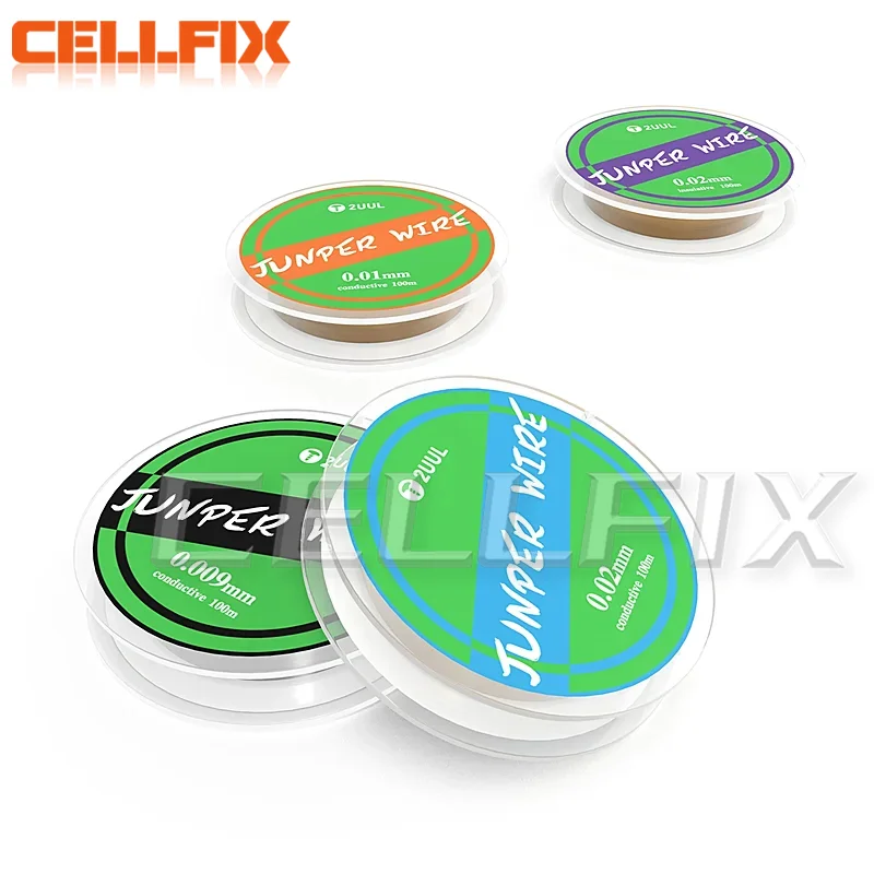 

2UUL 0.01 0.02 0.009mm 100m Ultrafine Jumper Wire fly line Insulative/Conductive Phone Fingerprint Dedicated Silver Flying Line
