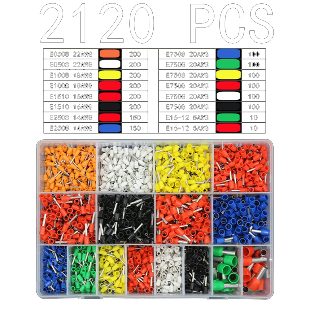 Kit de connecteurs électriques, Terminal de Tube de Style européen, Application polyvalente, évasé isolant, composition de câblage rapide