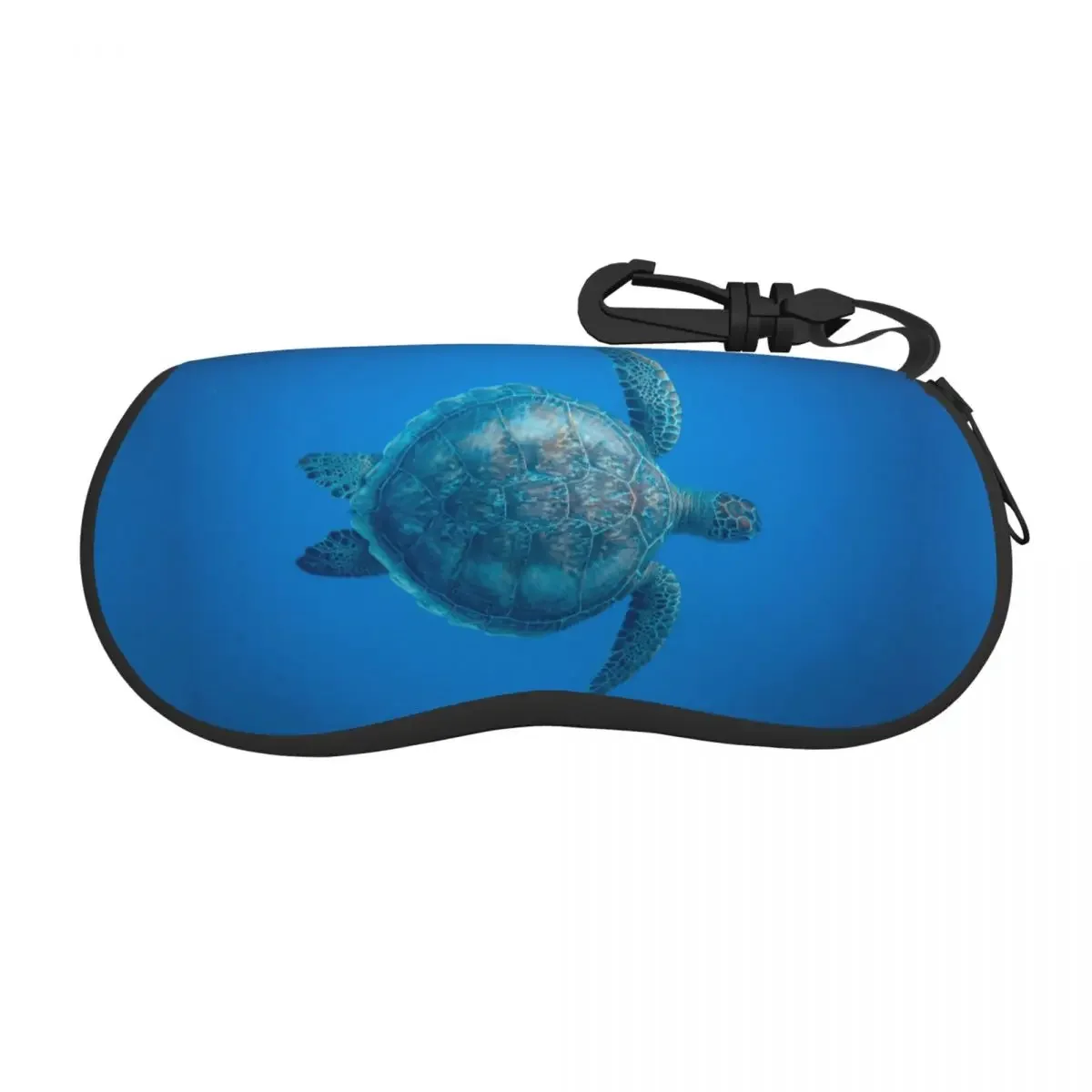 Portable Eyewear Case Turtle Swimming Sea Sunglasses Soft Case Glasses Box with Lanyard Zipper Eyeglass Case