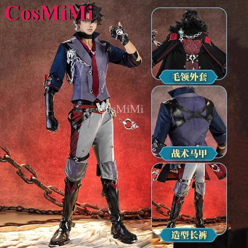 CosMiMi Wriothesley Cosplay Game Genshin Impact Costume Gorgeous Handsome Battle Uniform Carnival Party Role Play Clothing S-XXL