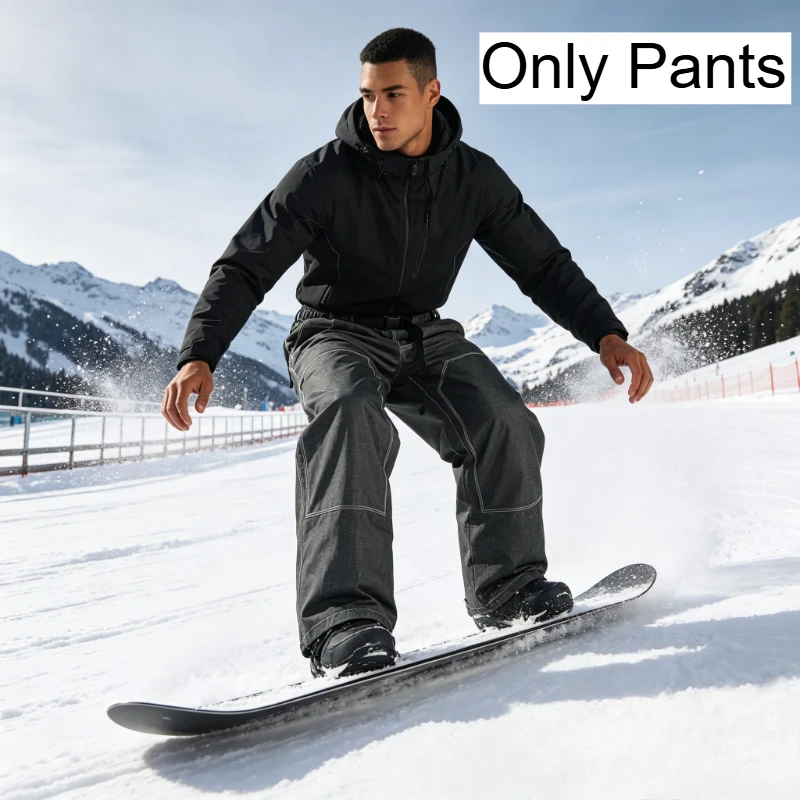 2026 Denim Men's Ski Pants Winter Outdoor Single Double Board Windproof Waterproof Thermal Snow Sports Wear Resistant Trousers