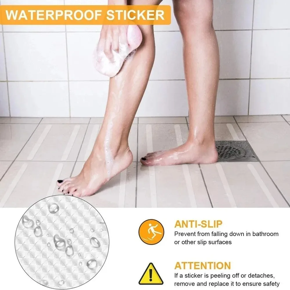 Anti Slip Strips Transparent Shower Stickers Bath Safety Strips Non Slip Strips for Bathtubs Showers Stairs Floors ﻿