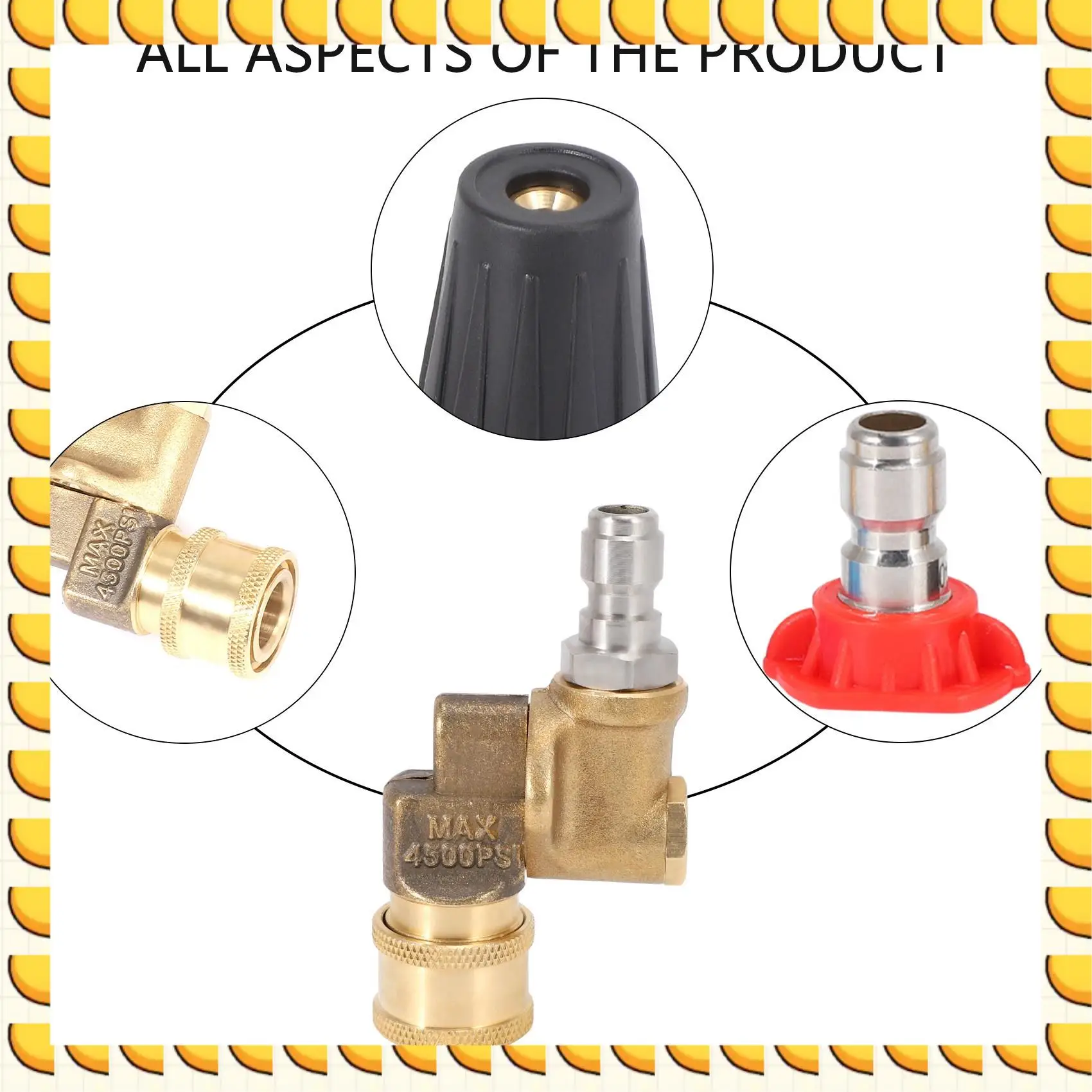 

BAAU Pressure Washer Accessories Kit, Pressure Washer Rotating Turbo Nozzle Max4500psi , 1/4 Inch Quick Connect Pivoting Coupler