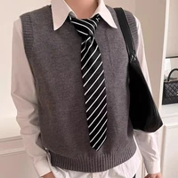 College Style Striped Ties Girls Uniform Shirt Neck Tie Multi-function Long Waistband Belt Neckties School Boys Ties Accessories 2