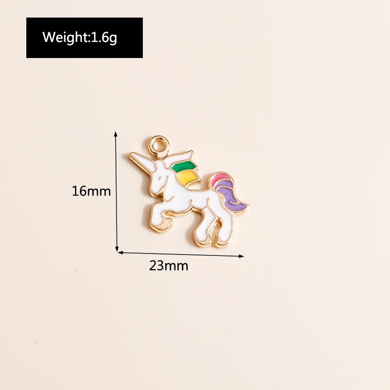 Leslie 10 Stück niedliche Emaille-Cartoon-Einhorn-Charms-Anhänger für DIY-Schmuckherstellung, handgefertigte Bastelarbeiten, Ohrringe, Halsketten, Zubehör – Detail 8