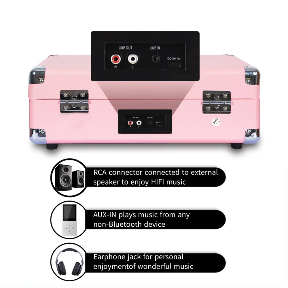 مشغل سجل أسطوانات الفونغراف BT ، تسجيل USB ، 33 دورة في الدقيقة ، 45 دورة في الدقيقة ، 78 دورة في الدقيقة ، دعم 7 بوصة ، 10 بوصة ، 12 بوصة #6