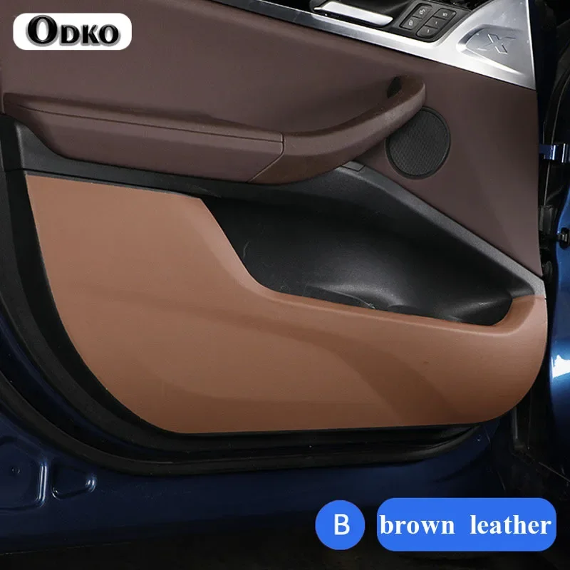 

4PCS For BMW X1 X3 X5 X6 X7 F48 F39 G01 G02 G05 F16 Leather Carbon Fiber Sticker Door Anti Kick Cover Protection Mat