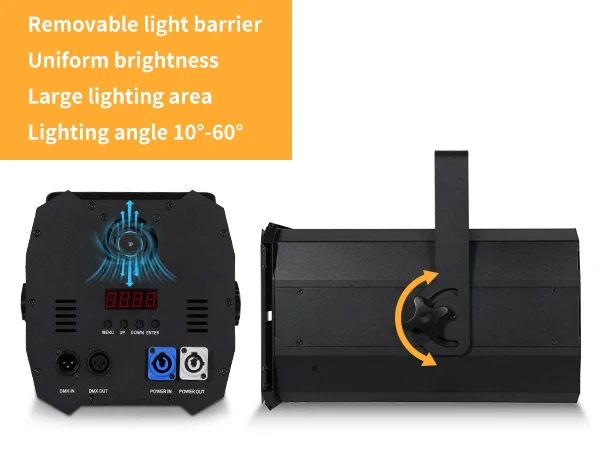 U'King 200W COB Par Light With Barn Doors DMX512 LED Focusing Face Light Stage Light Linear Zoom for DJ Concert Party Wedding