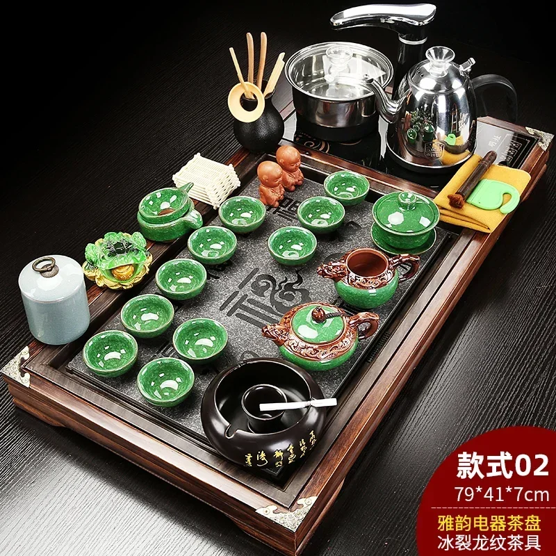 Solid Wood Tea Tray Purple Sand Kung Fu Tea Set Home  Induction Cooker Drinkware Tazas De Te Coffeeware Teawar