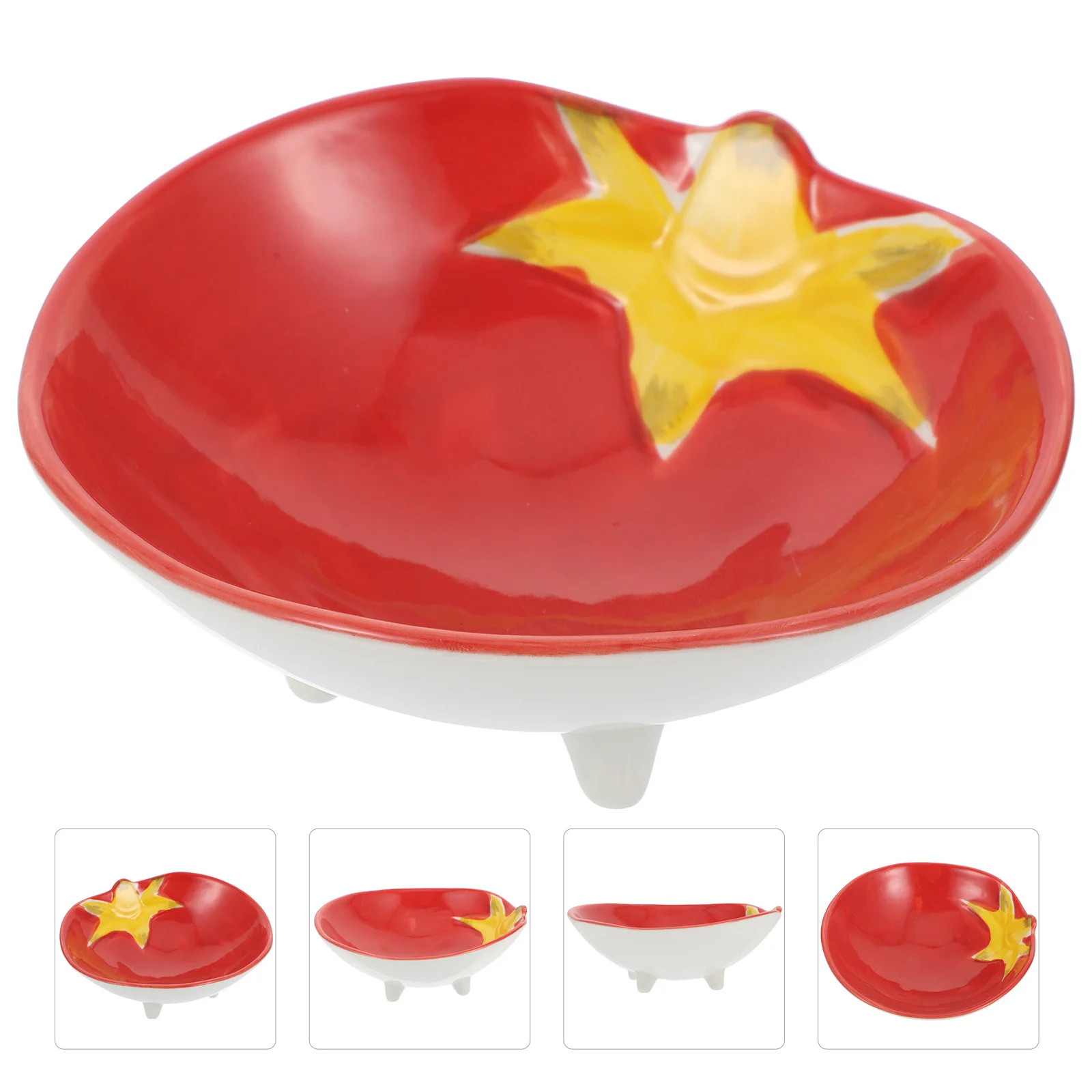 

1Pcs Tomato Ceramic Bowl Stable Natural Impermeable Surface Home Breakfast Dessert Salad Serving Plate Tomato Bowl