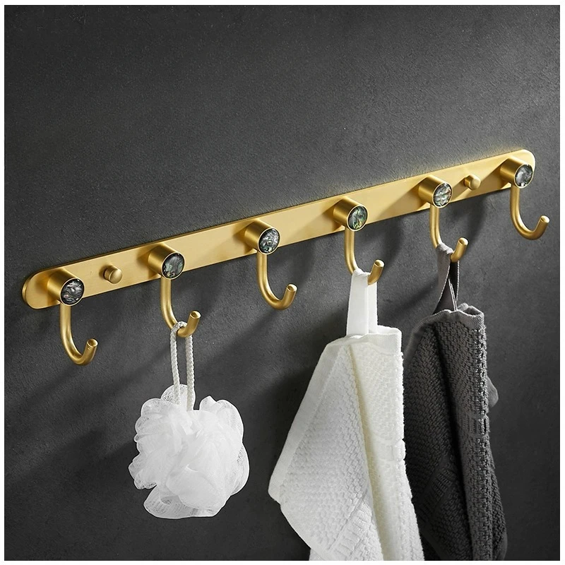 Light luxury space aluminum shell hooks household bathroom coat hooks kitchen wall-mounted door entrance row hooks