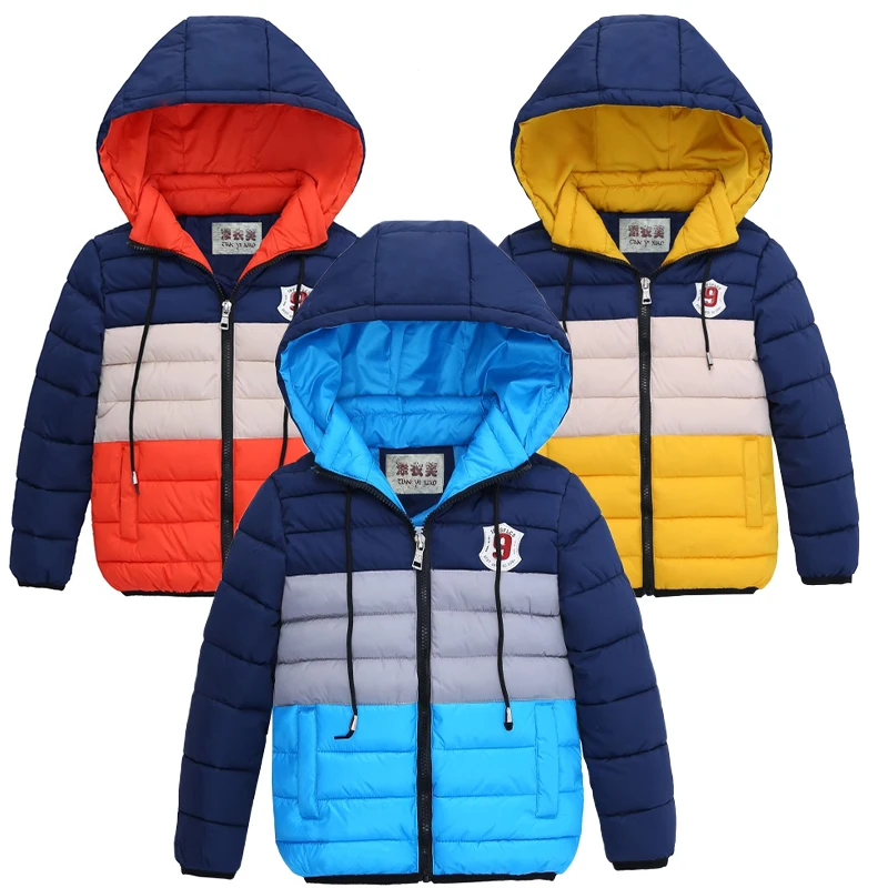 

Autumn Winter Thick Boys Hooded Jackets Fashion Striped Zipper Outerwear Coats For Kids Children Clothing Warm Outfit 3-8 Years