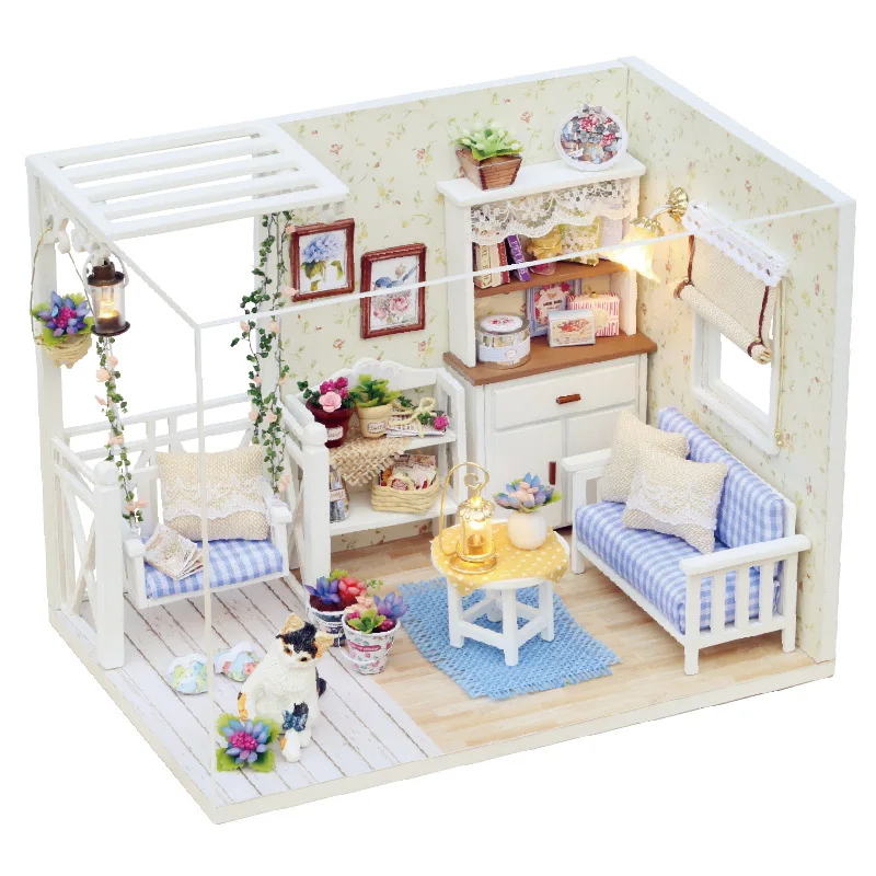 3D Wooden Doll House With Furniture Music Movement For Christmas Children Birthday Gift