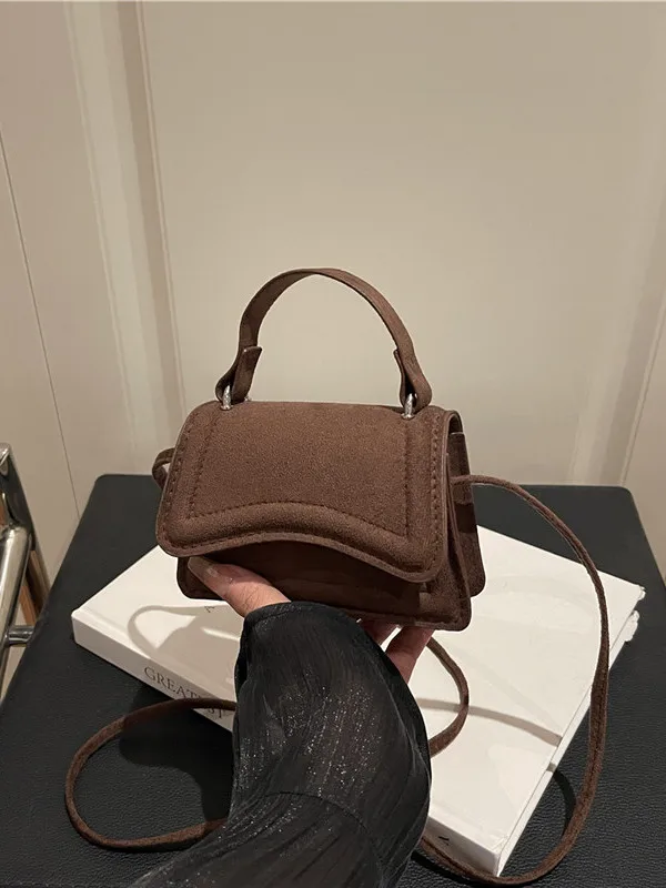 

Faionable Pure Color oulder Handbag Women's Suede Texture Crossbody Small Square Bag Casual Sle Autumn Winter New Arrival