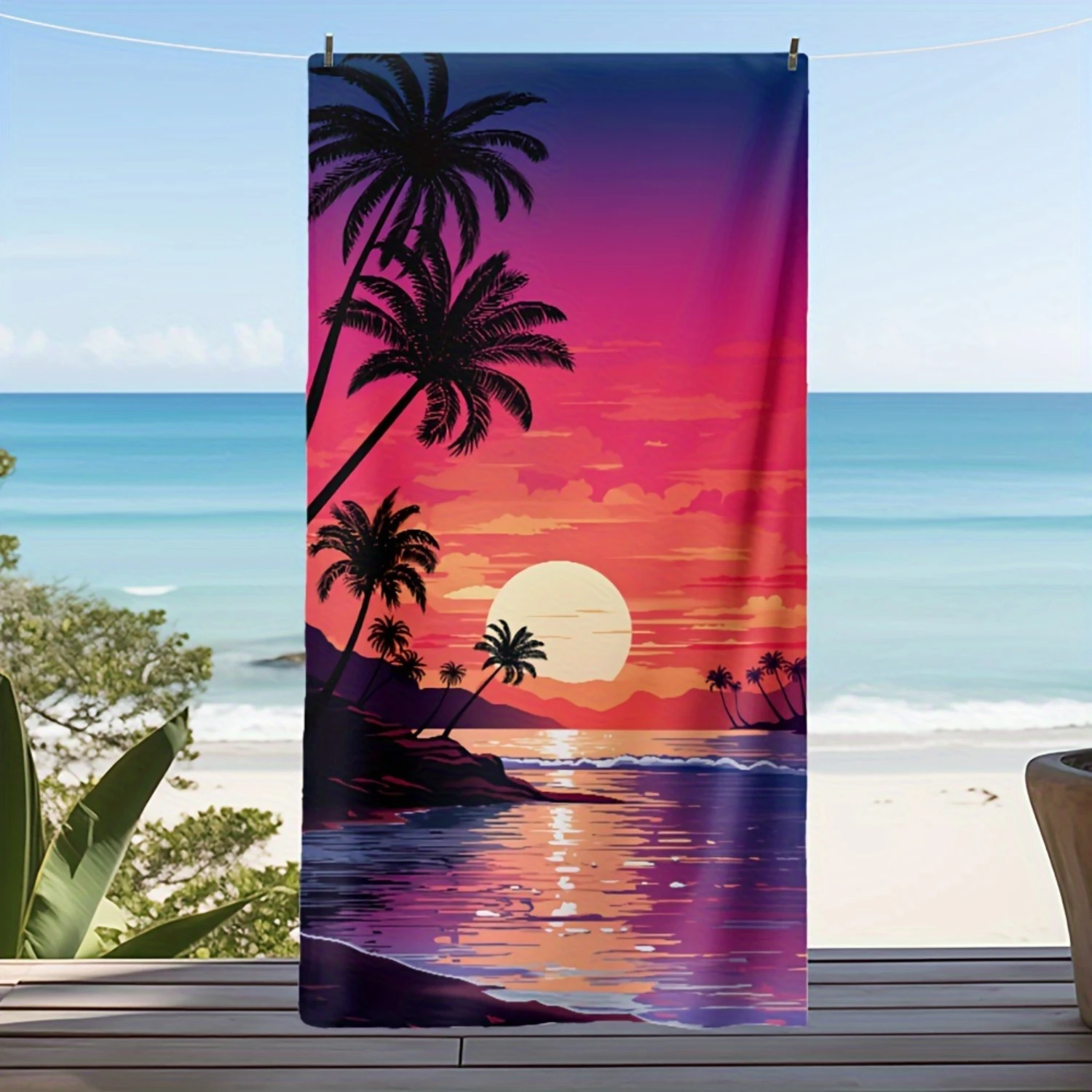 

1pc Trees Pattern Beach Towel, Soft Comfortable Beach Towel, Microfiber Lightweight Beach Blanket, For Travel Gym Yoga Sports S