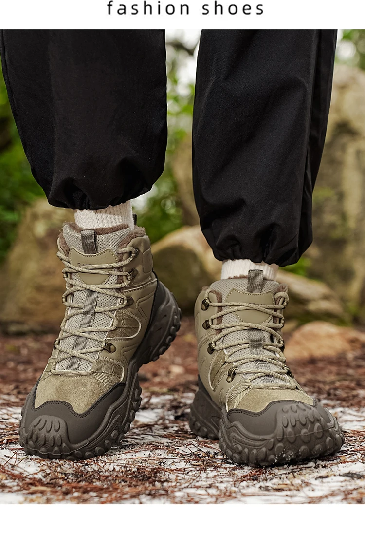 Herbst- und Winter-Herren-High-Top-Schuhe in Übergröße, Outdoor-Fleece-gefütterte Warme Schneesportschuhe, mit Komfortablem und Hautfreundlichem Futter, Hervorragender Griffigkeit, Geeignet für Outdoor-Aktivitäten und den Täglichen Arbeitsweg – Detail 16