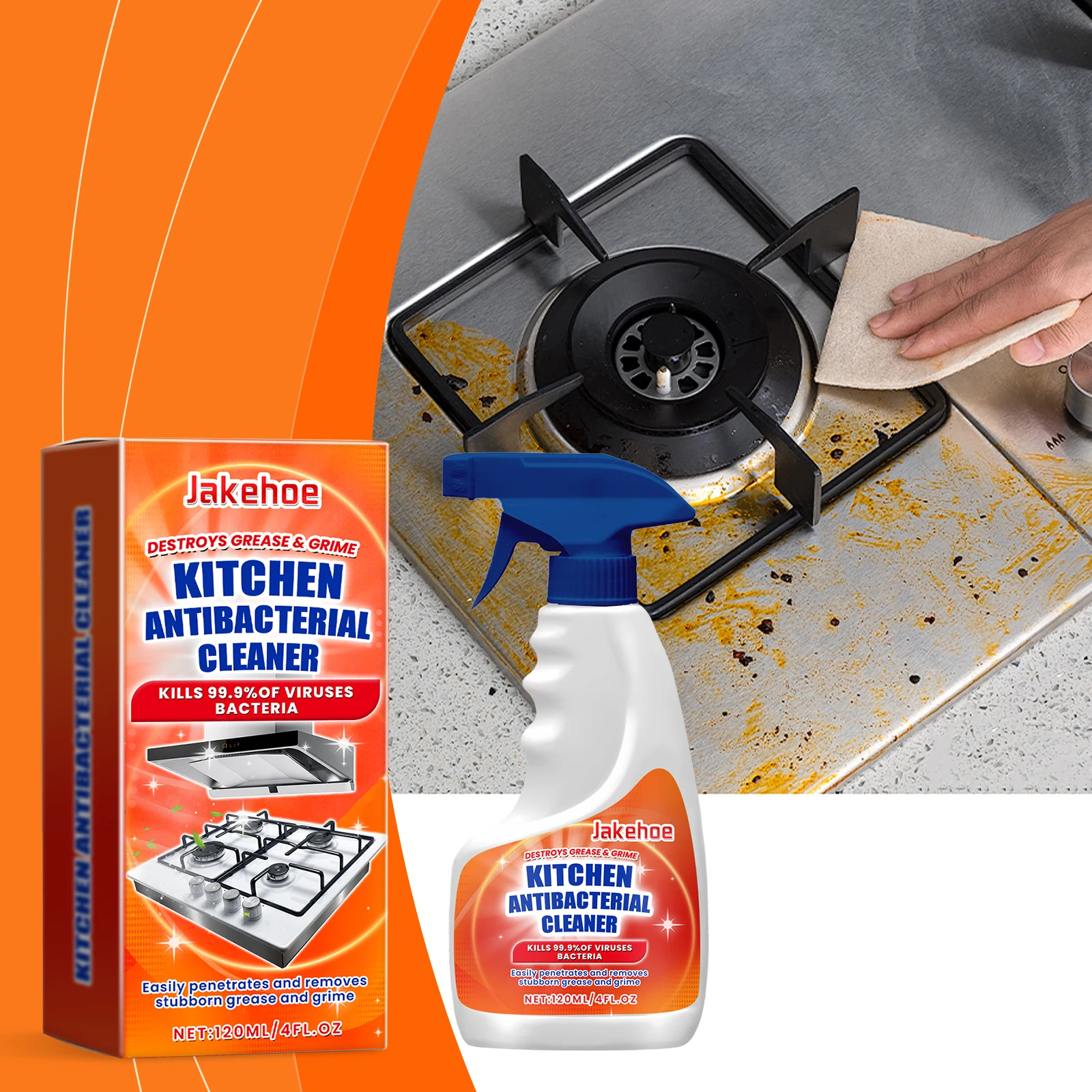 Kitchen Spray Cleaner Strong Degreasing Heavy Oil Stain Range Hood Stove Household Cleaner, Fast Acting All Surface Kitchen Degreaser Foam Spray For Cooktop Oven Grill Countertop Sink Tile Heavy Duty Grease Remover Liquid Supplies For Daily Home Cleaning