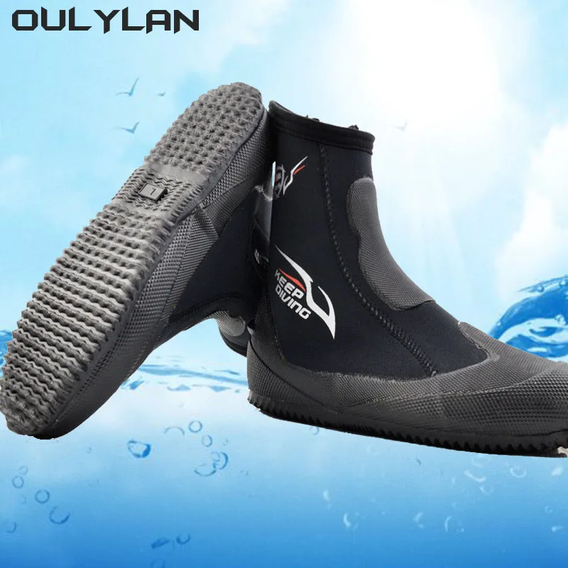 

Oulylan Waterproof High-top Non-slip Fish Hunting Shoes Keep Warm 5mm Diving Boots Neoprene Scuba Diving Snorkeling Water Shoes