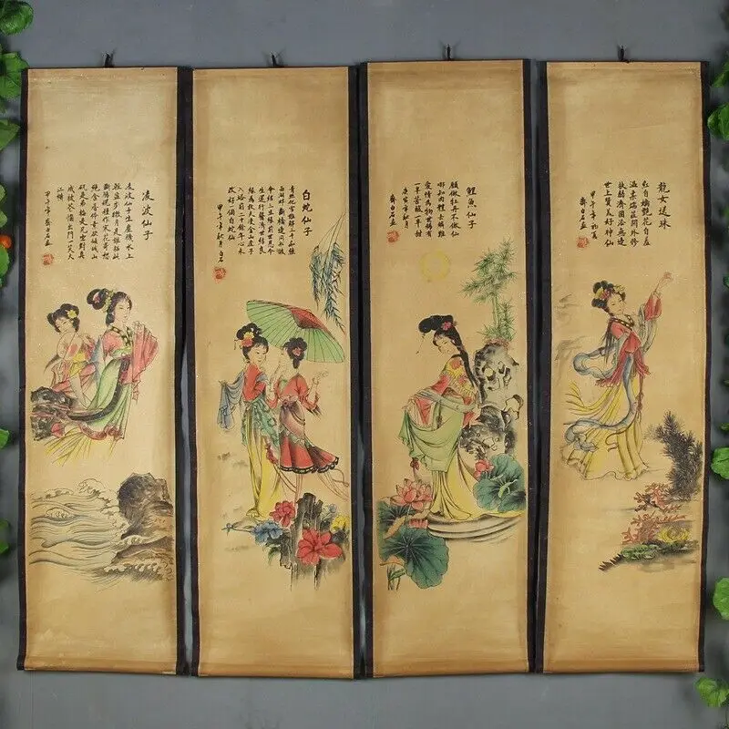 

China scroll painting Four screen paintings Middle hall hanging painting