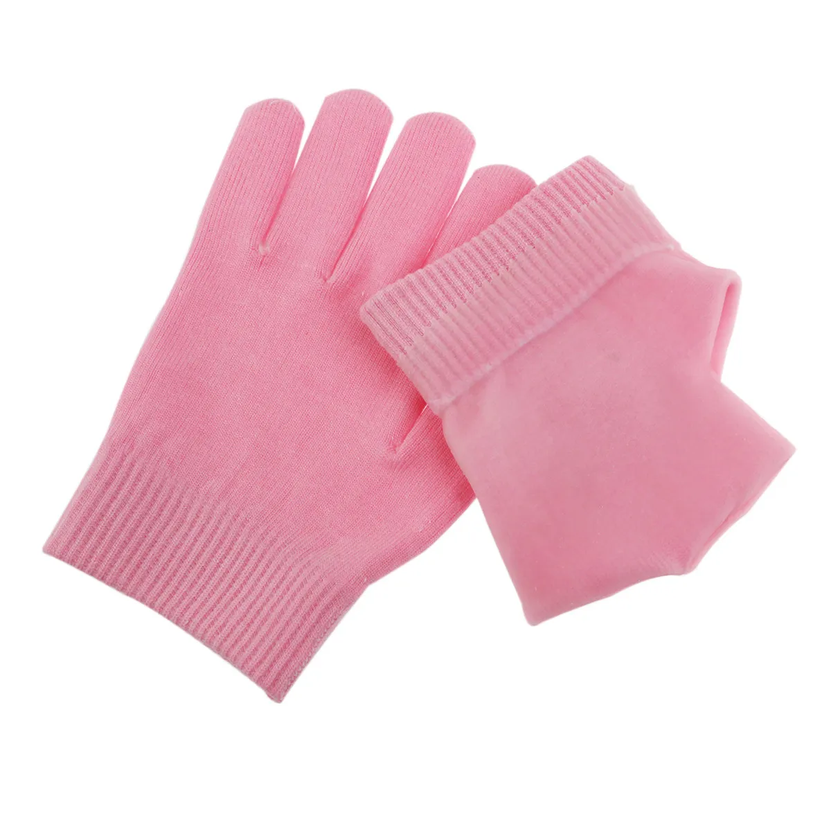 Unisex Beauty Spa Gel Socks Gloves Size Pink Moisturizing Vitamin Gel Lining Softening Nourishing Hands Feet