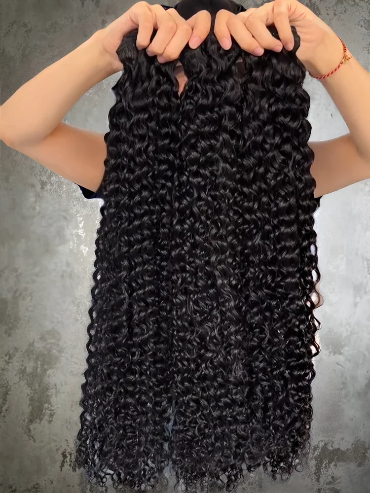 30 32 36 40 Inch Deep Wave Human Hair Bundles Brazilian Remy Unprocessed Weaving Curly Hair Bundles Weave Extensions Deals