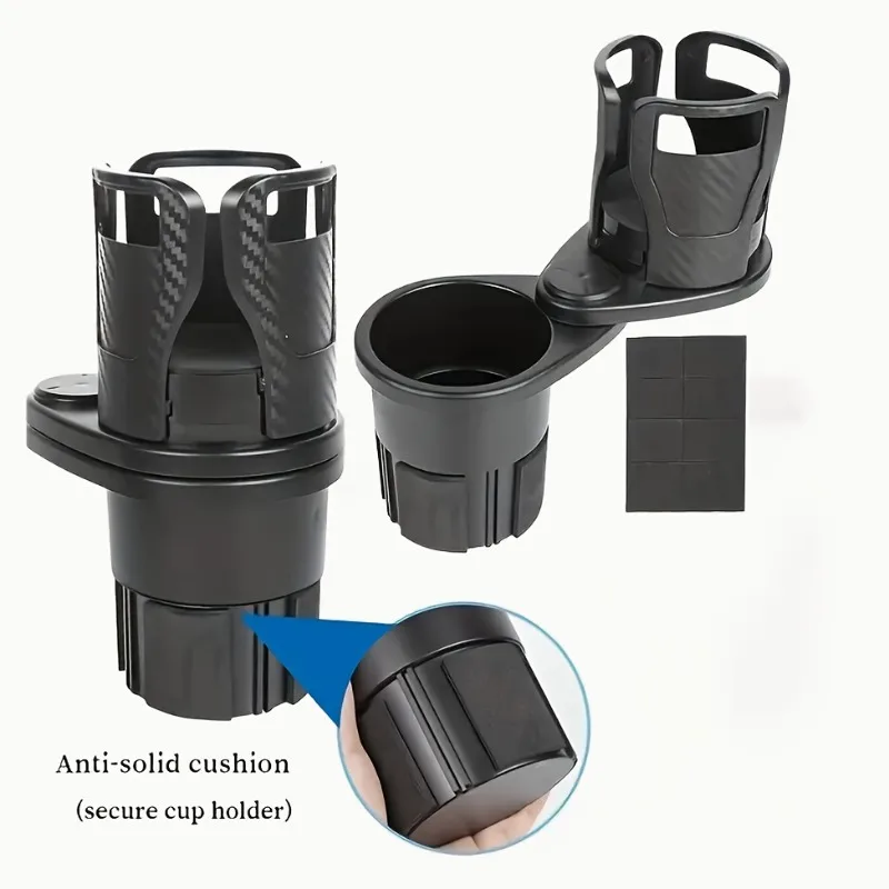 2-in-1 Adjustable Car Cup Holder Extender Suitable for Ramblers, Hydroflask & Large Water Bottles/Cups-Retractable Upper & Base