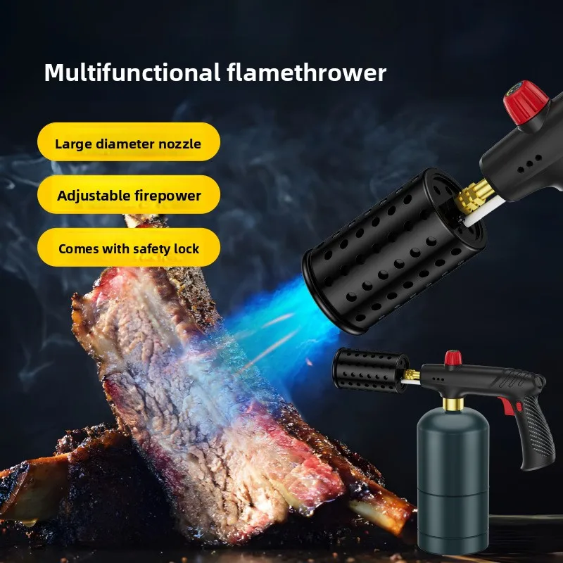 NEW Multi-Function Flame Thrower Large Diameter Stainless Steel Flame Thrower Hose Safety Lock Design Propane Gas Tank Outdoor