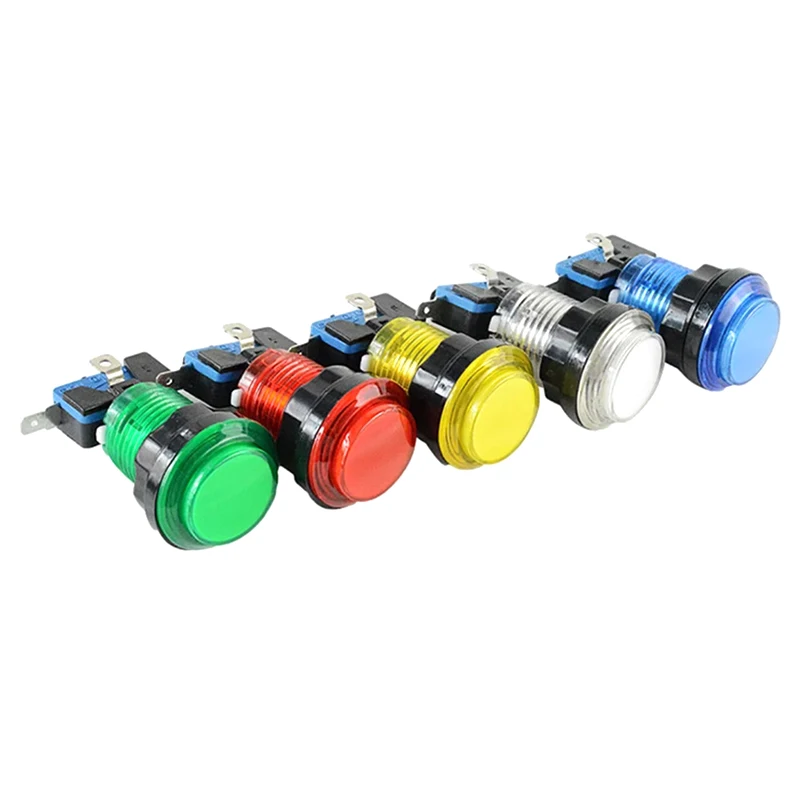 1Set Durable Round Lit Illuminated Arcade Video Game Push Button Switch LED Light 5V/12V Blue Red Green White Yellow