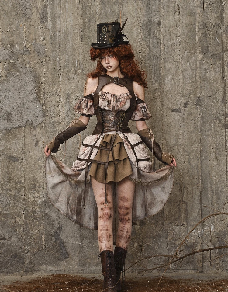 Romantic Vintage Elegant Punk Trailing Gauze Ruffles Skirt Girl Unique Summer Front Short Back Long Versatile High Waist Skirts
