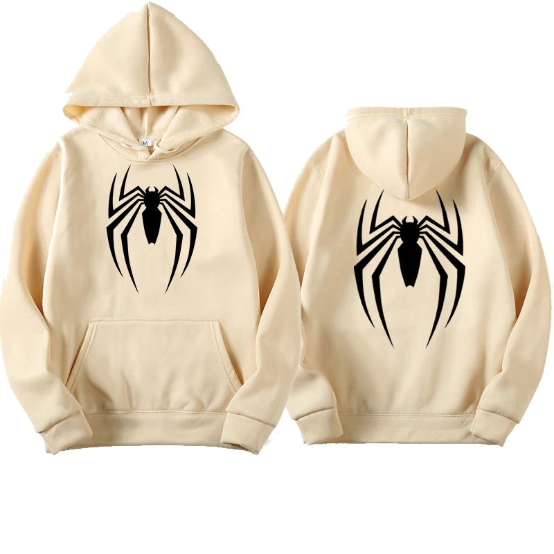 2024 New Men's Hoodie Street Fashion Spider Print Sweatshirt Fleece Ladies Casual Funny Loose Hoodie spiderman Men's clothing