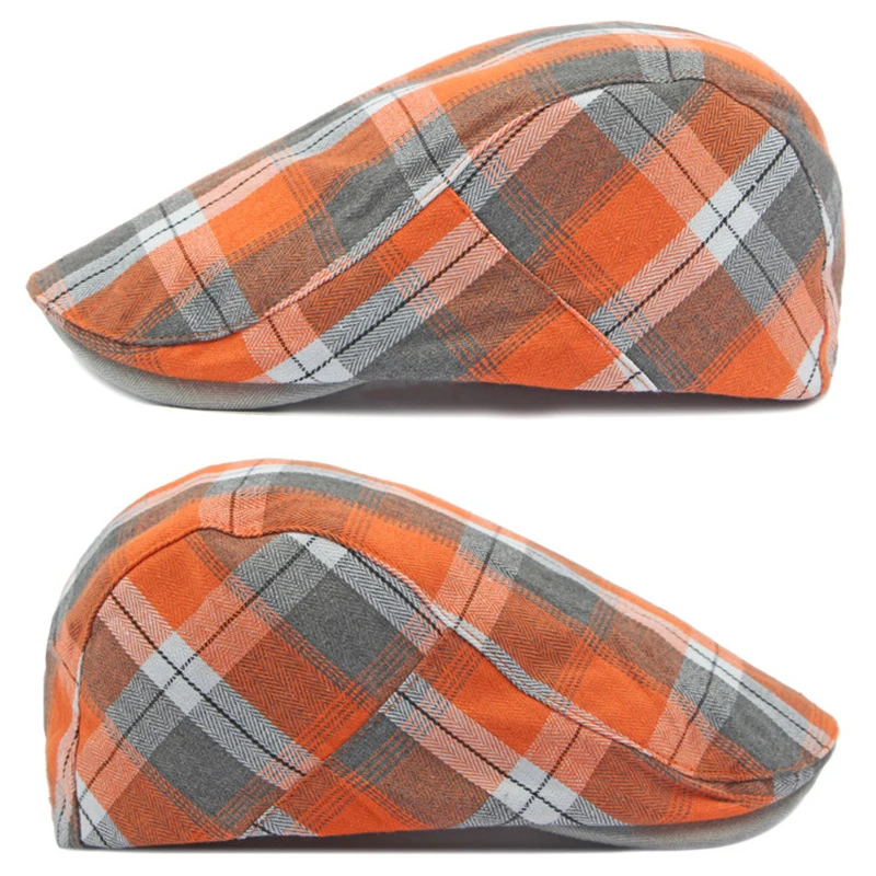 Beret Hat for Women Spring Summer Flat Peaked Hat Men Plaid Newsboy Hat Casual Duckbill Caps Checker Forward Cap Unisex Visor 5