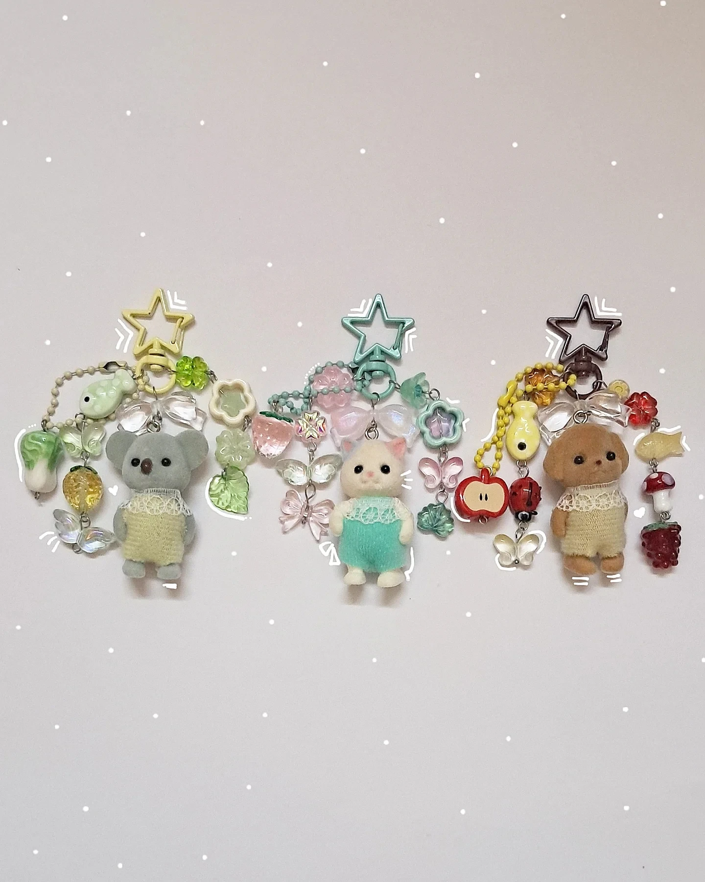 ˋ°•⁀ Super cute caramel cat flocked plush toy, Animal Family bag charms  keychain