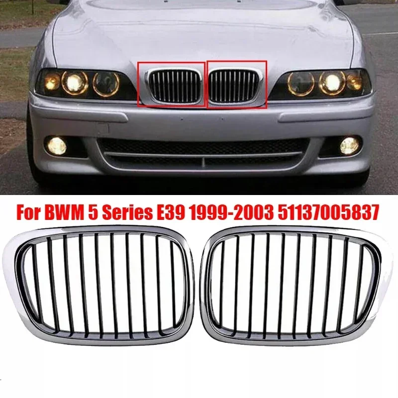 For BMW 5 Series E39 1999-2003 Front Kidney Grilles Replacement Racing Bumper Car Styling 51137005837 51137005838